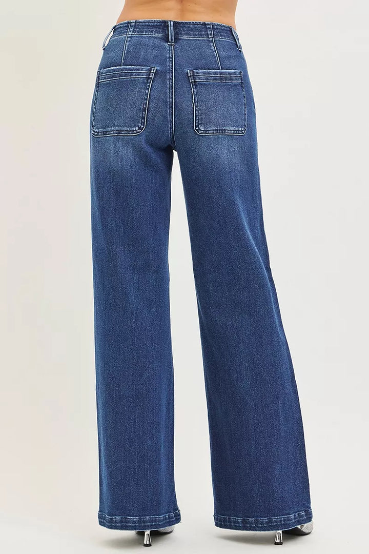 High-rise wide leg jeans with slanted front pockets