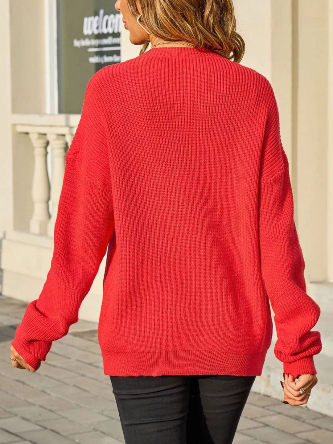 Ribbed knit bow-tie button-front cardigan