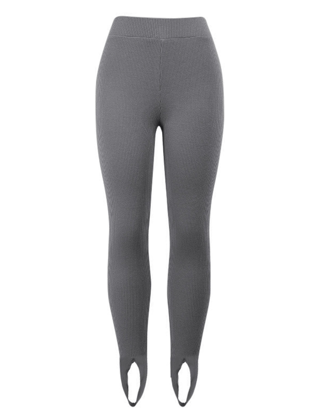 Ribbed knit mid-rise leggings with split hem