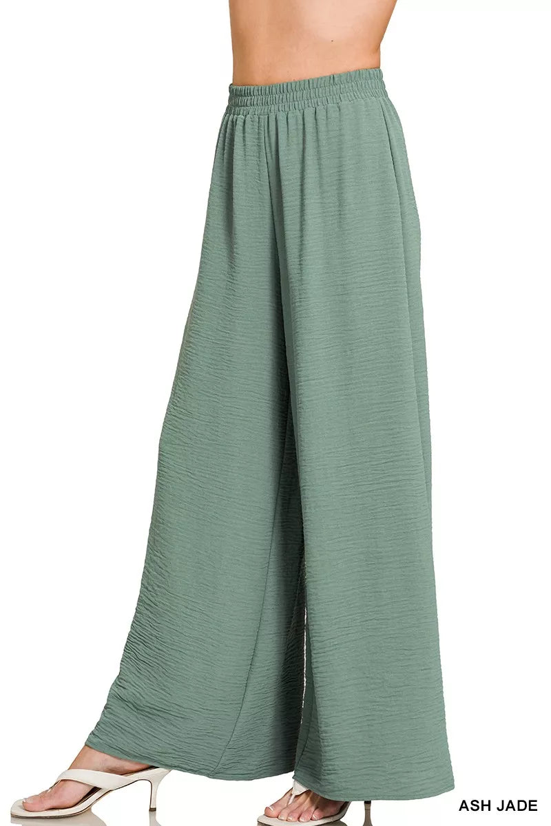 ASH JADE Wide-leg woven airflow pants with elastic waistband