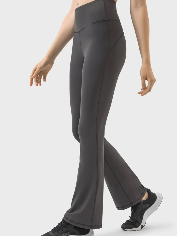 High-waist flare yoga leggings with wide waistband