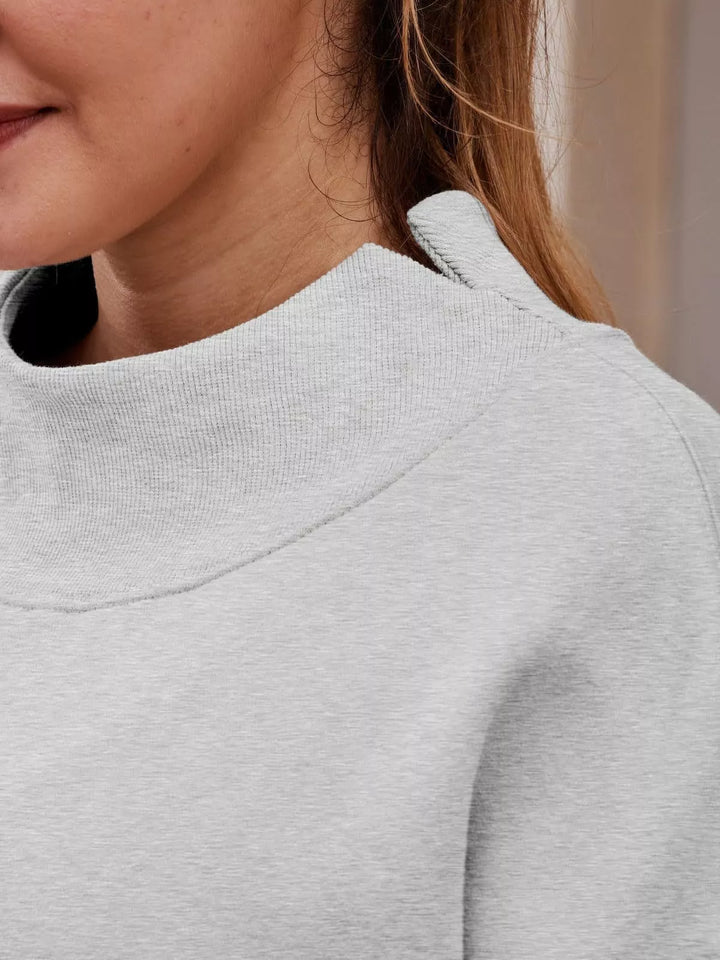 Mock neck dropped shoulder fleece sweatshirt