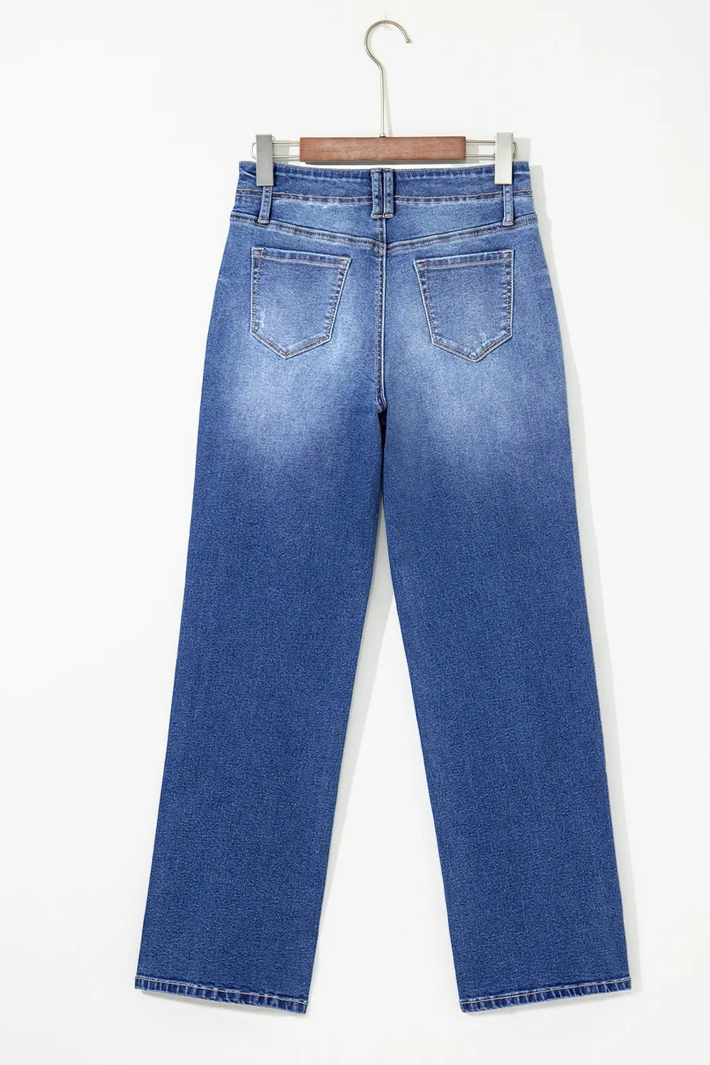 Vintage wash high-rise wide-leg jeans with patch pockets