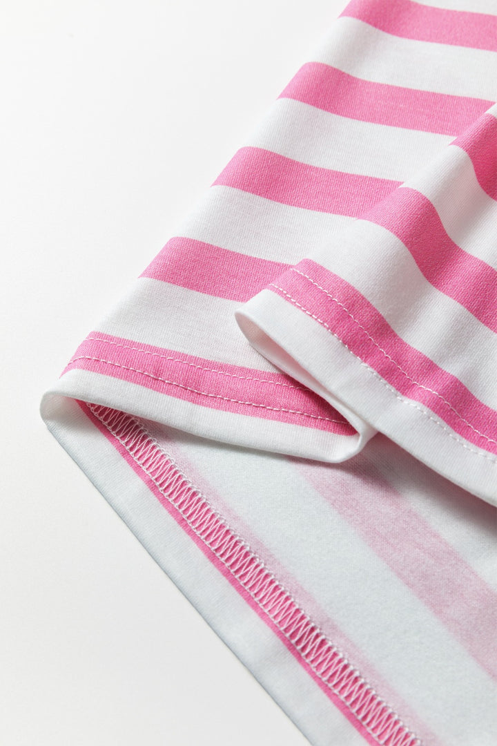 Striped V-neck tee with chest patch pocket
