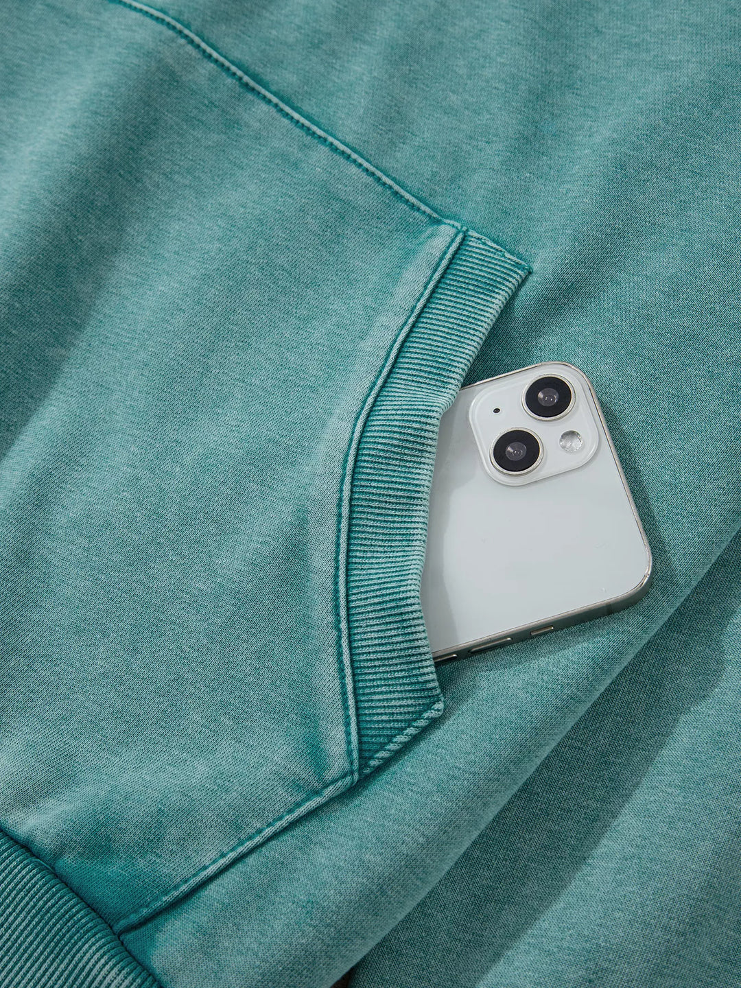 Mineral wash half-zip pullover with kangaroo pocket