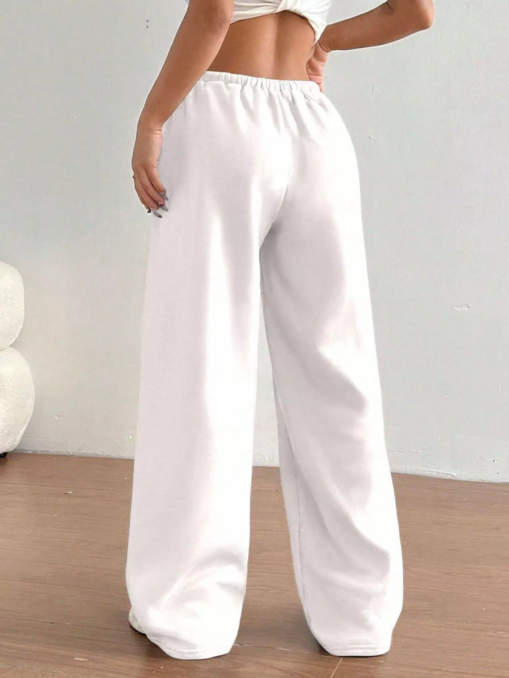 High-waist wide-leg drawstring sweatpants