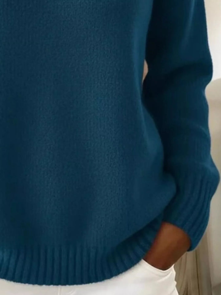 Dropped shoulder polo collar button knit sweater