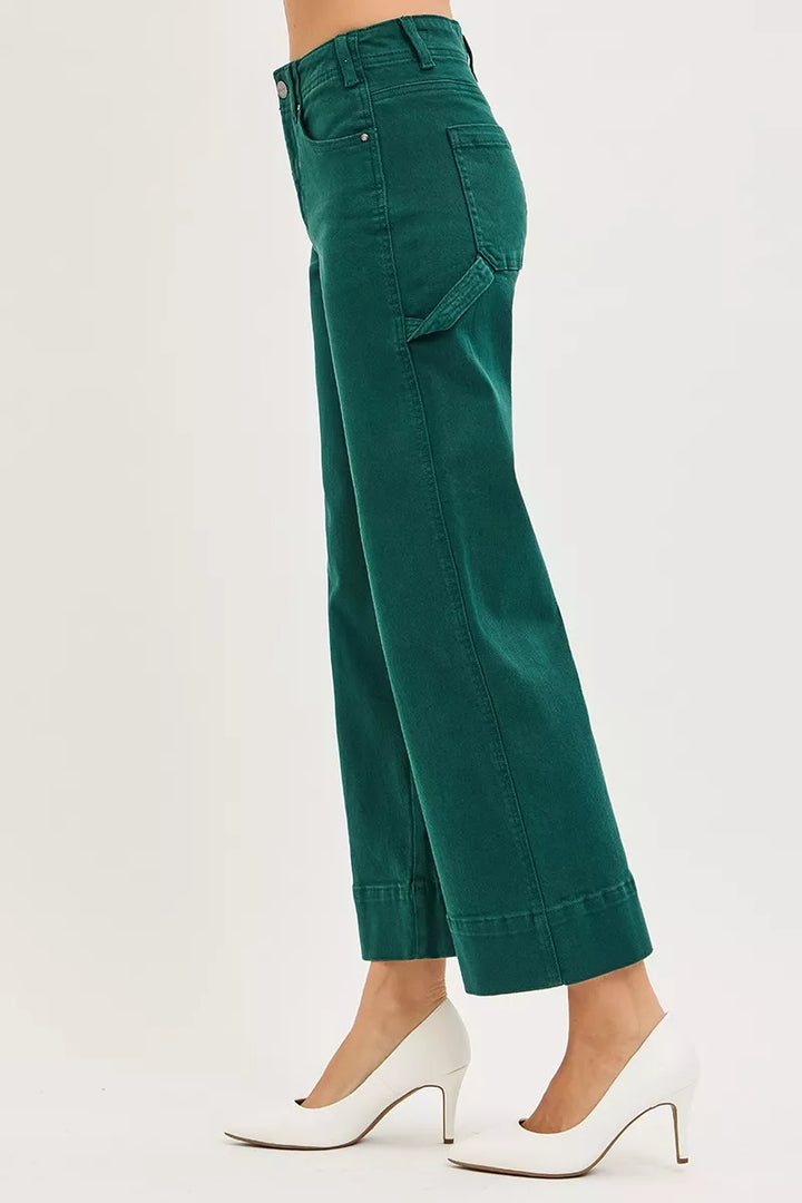 High-rise wide-leg crop pants with tummy control