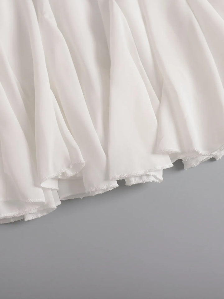Ruffled hem flare mini skirt with elastic waist