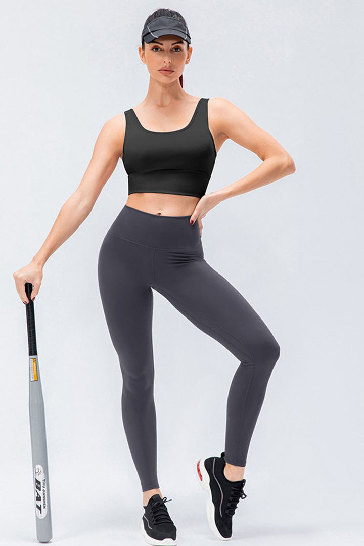 Wide waistband high-rise full-length active leggings