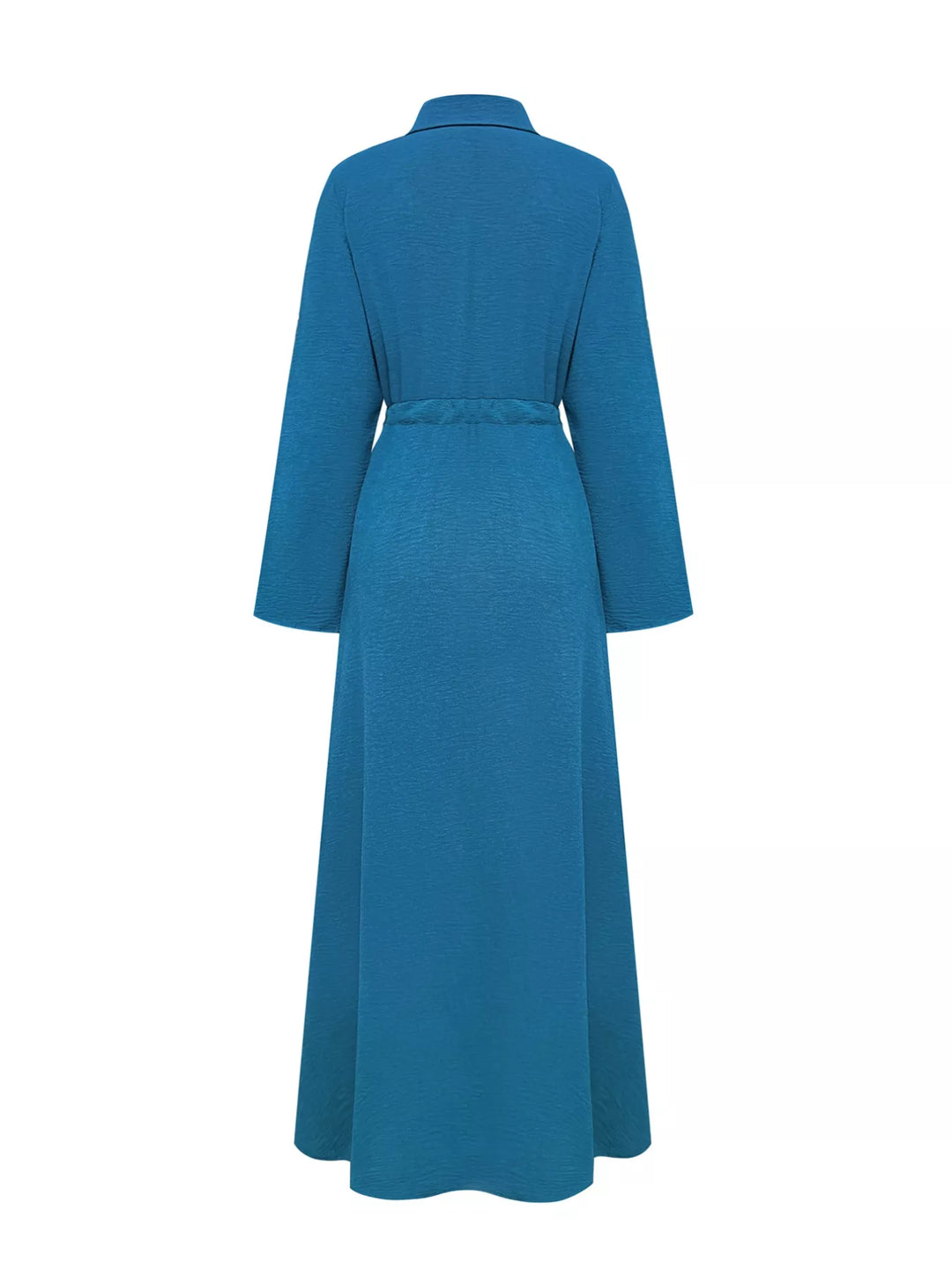 Button-down maxi shirt dress with drawstring waist