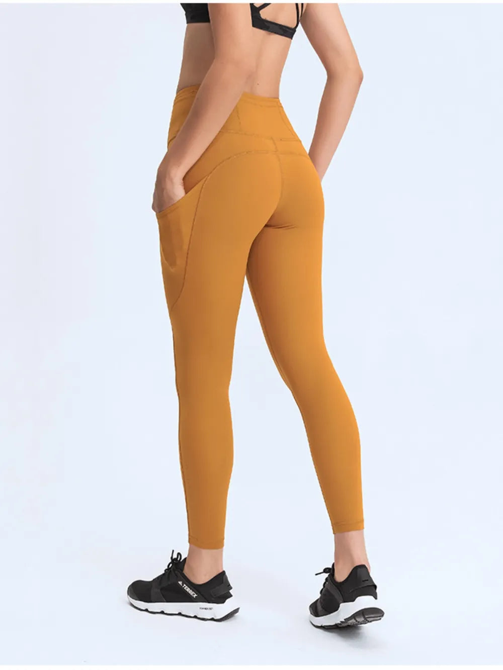 Wide waistband high-rise leggings with side pockets