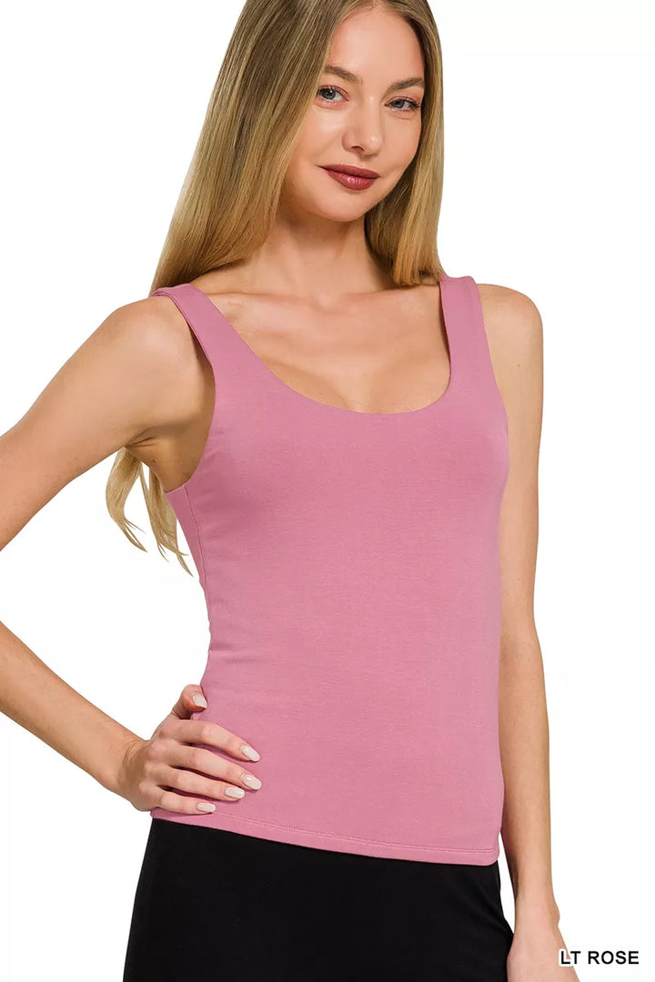 LT ROSE Double-layered scoop neck tank top