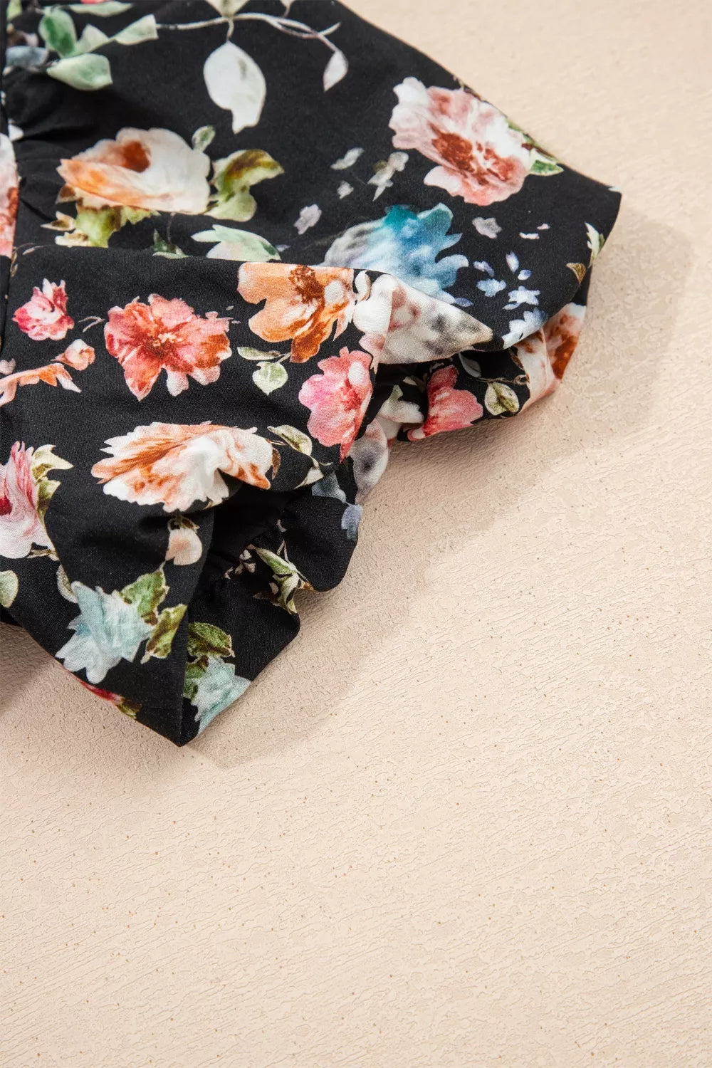 Floral puff sleeve smocked waist tiered maxi dress