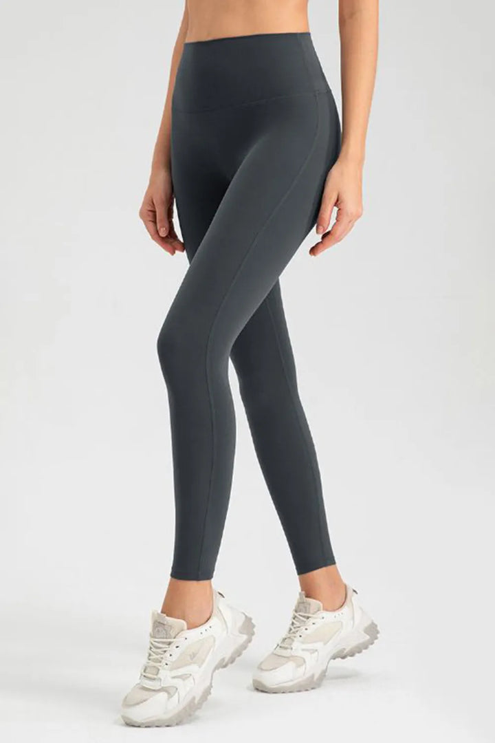 High-waisted skinny active leggings with wide waistband