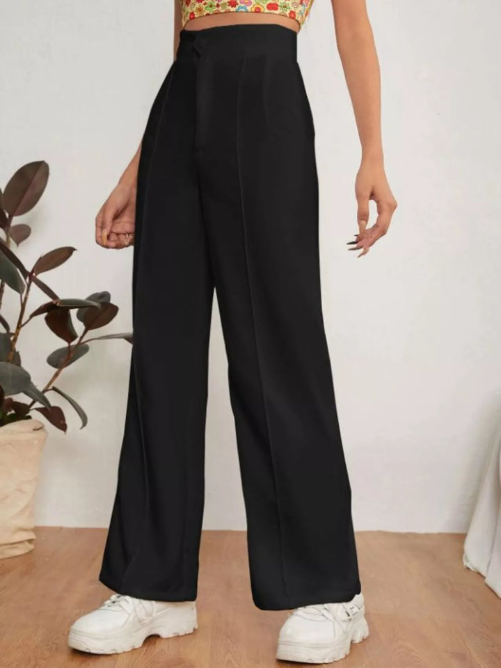 High-rise straight leg dress pants with front seam
