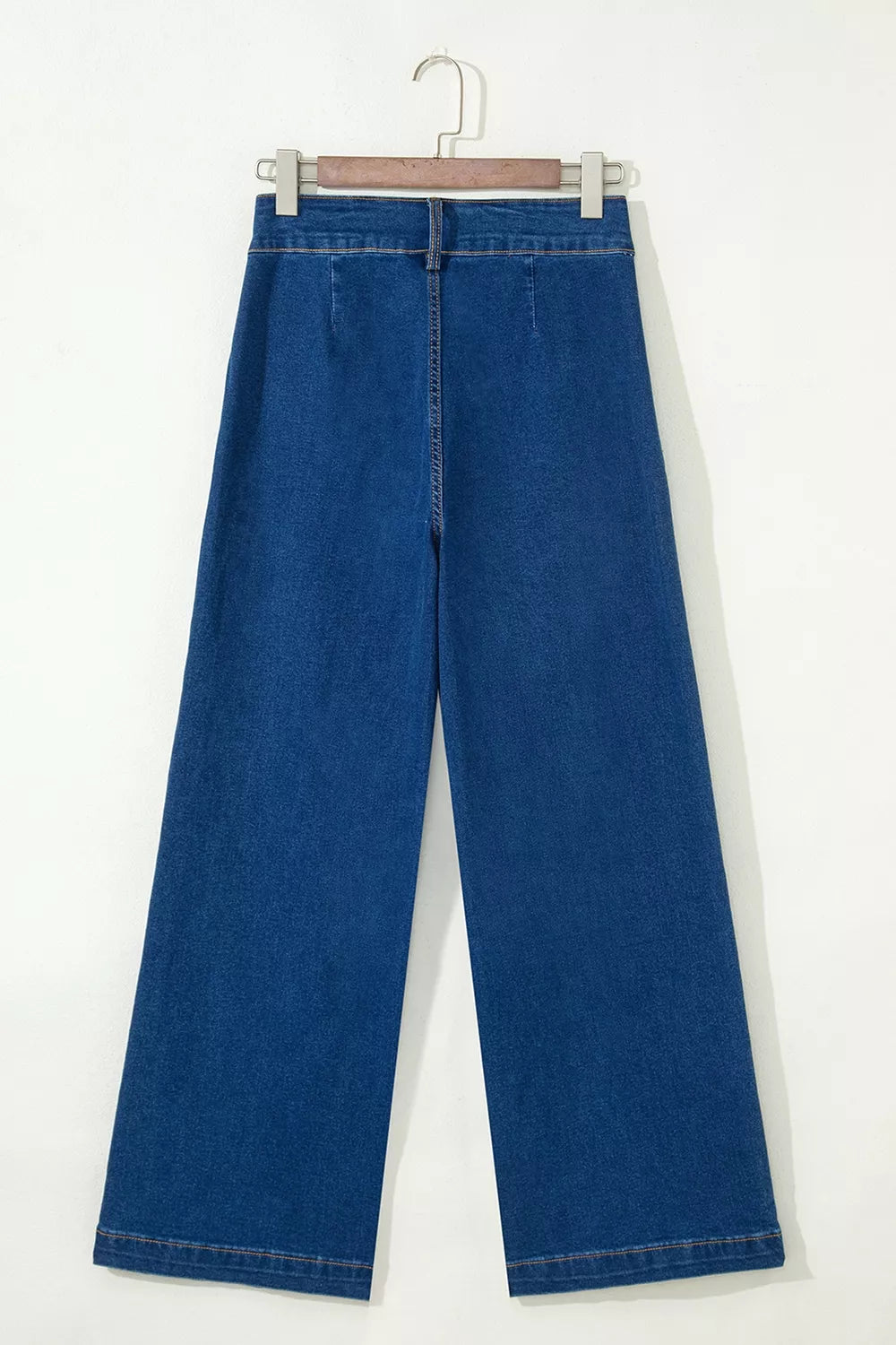 Wide leg jeans with gold bit hardware patch pockets