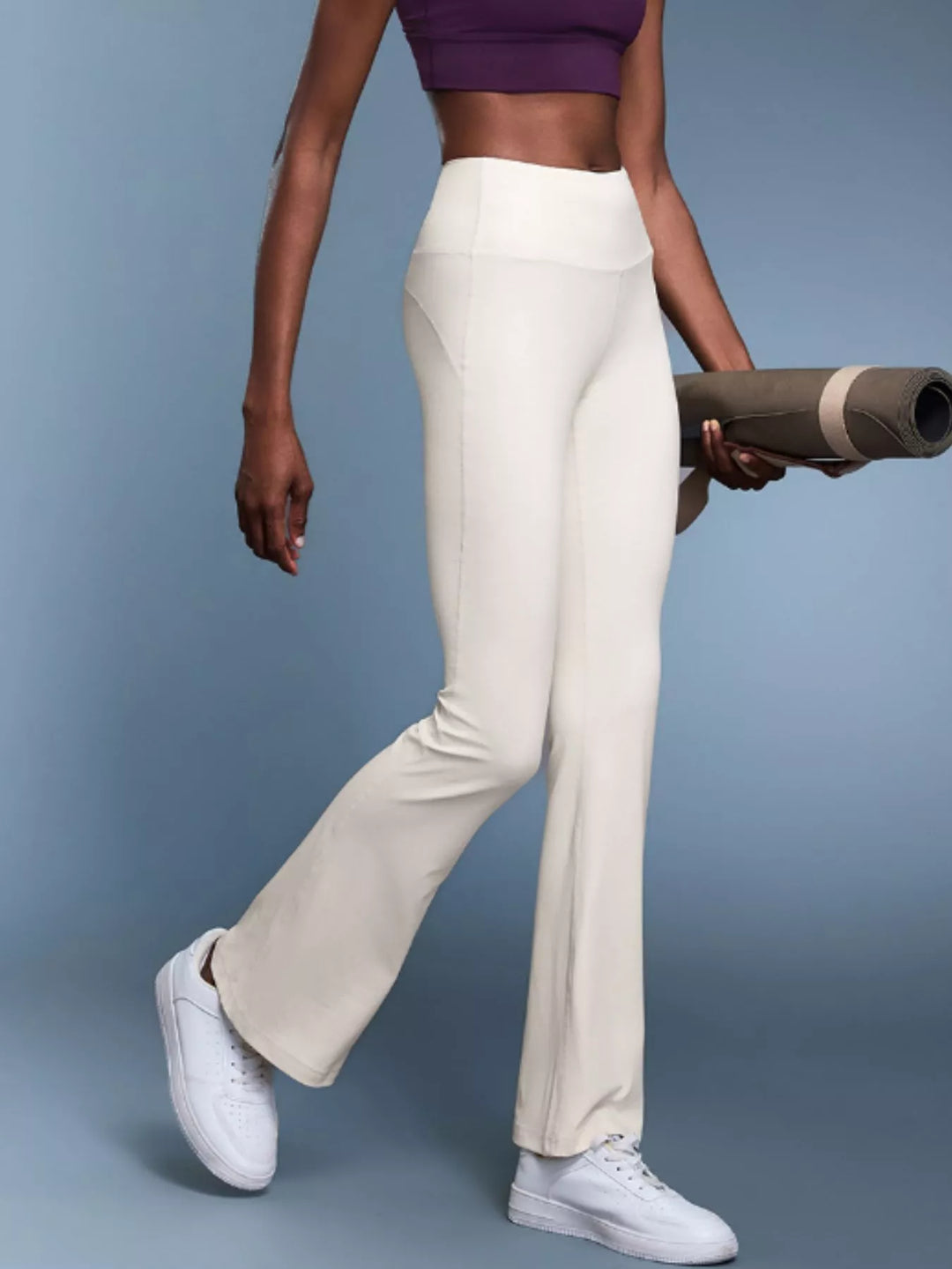 High-rise flare yoga pants with wide waistband