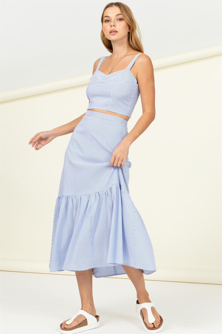 Riviera Sweetheart Neck Striped Cami Crop Top
