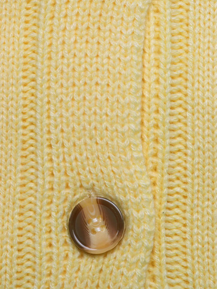 Ribbed knit button-front cardigan with dropped shoulders
