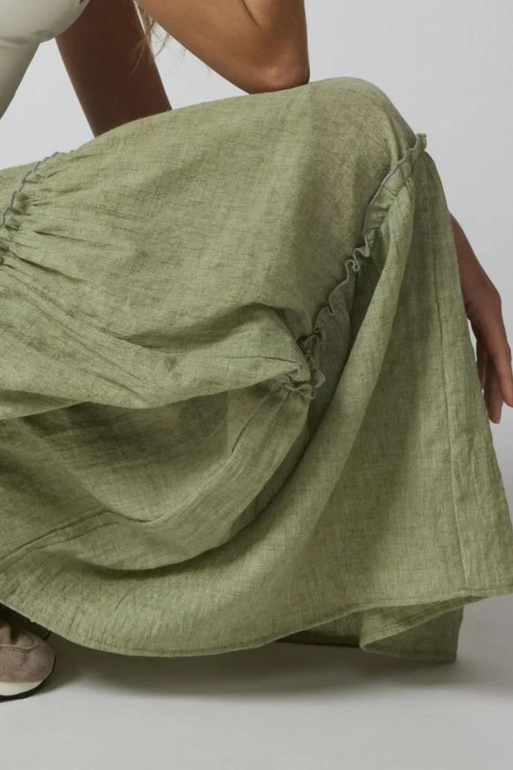 Tiered frill maxi skirt with elastic waist
