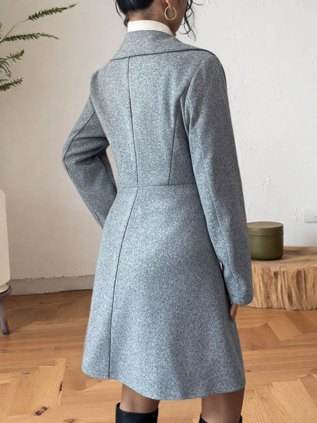 Double-breasted fit-and-flare coat with notch lapel