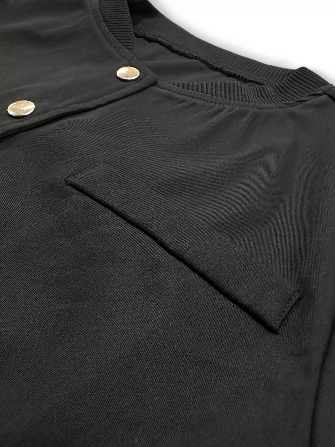 Cropped bomber jacket with gold snap button front