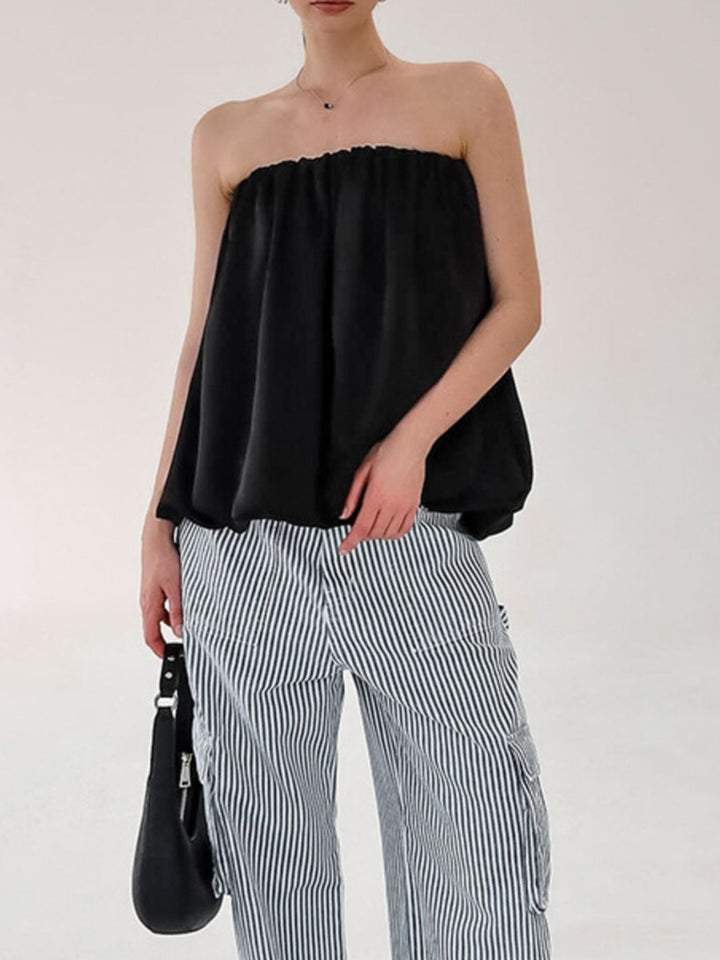 Flowy bubble hem strapless tube top