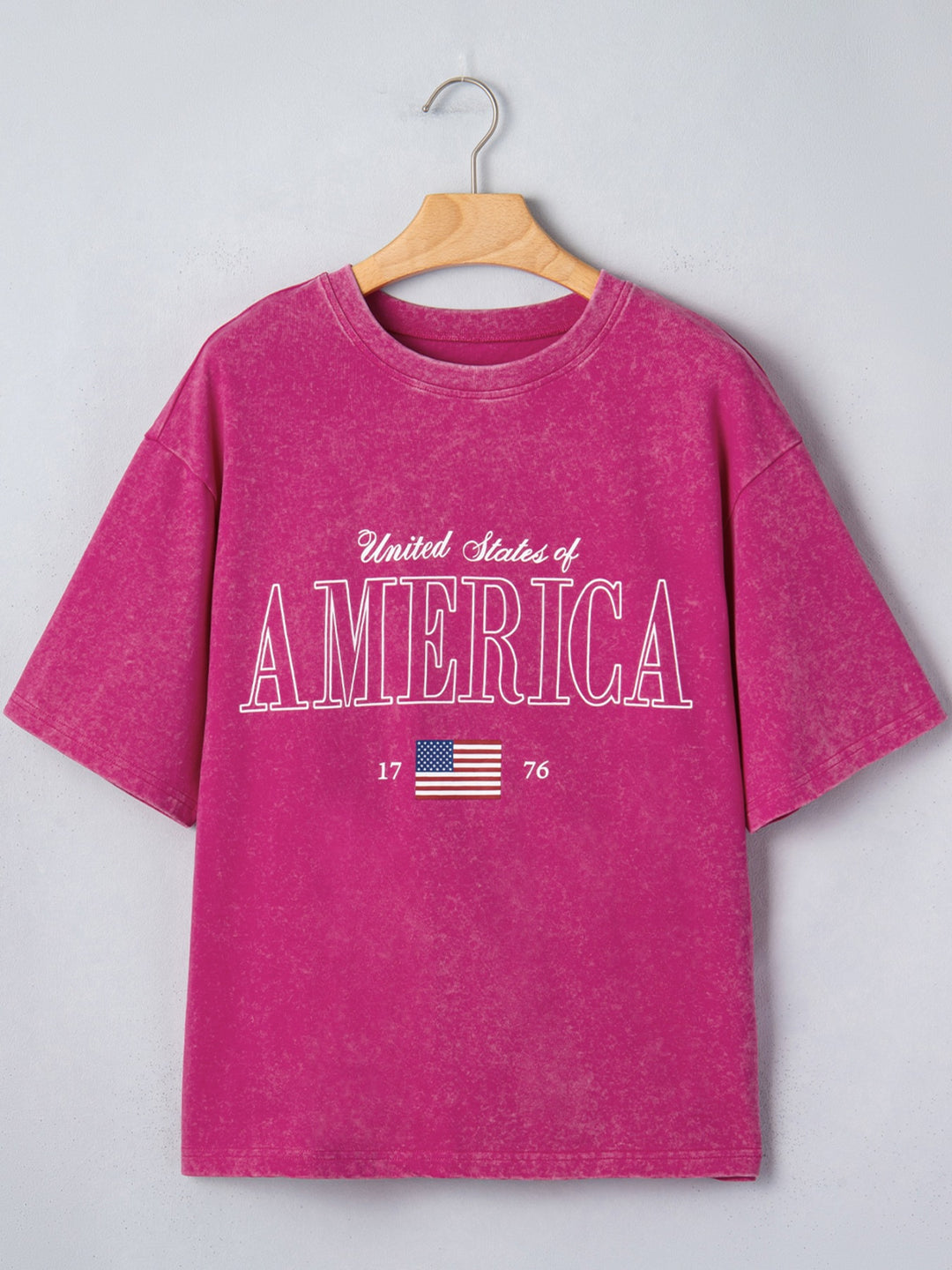 Mineral wash USA 1776 graphic oversized cotton tee