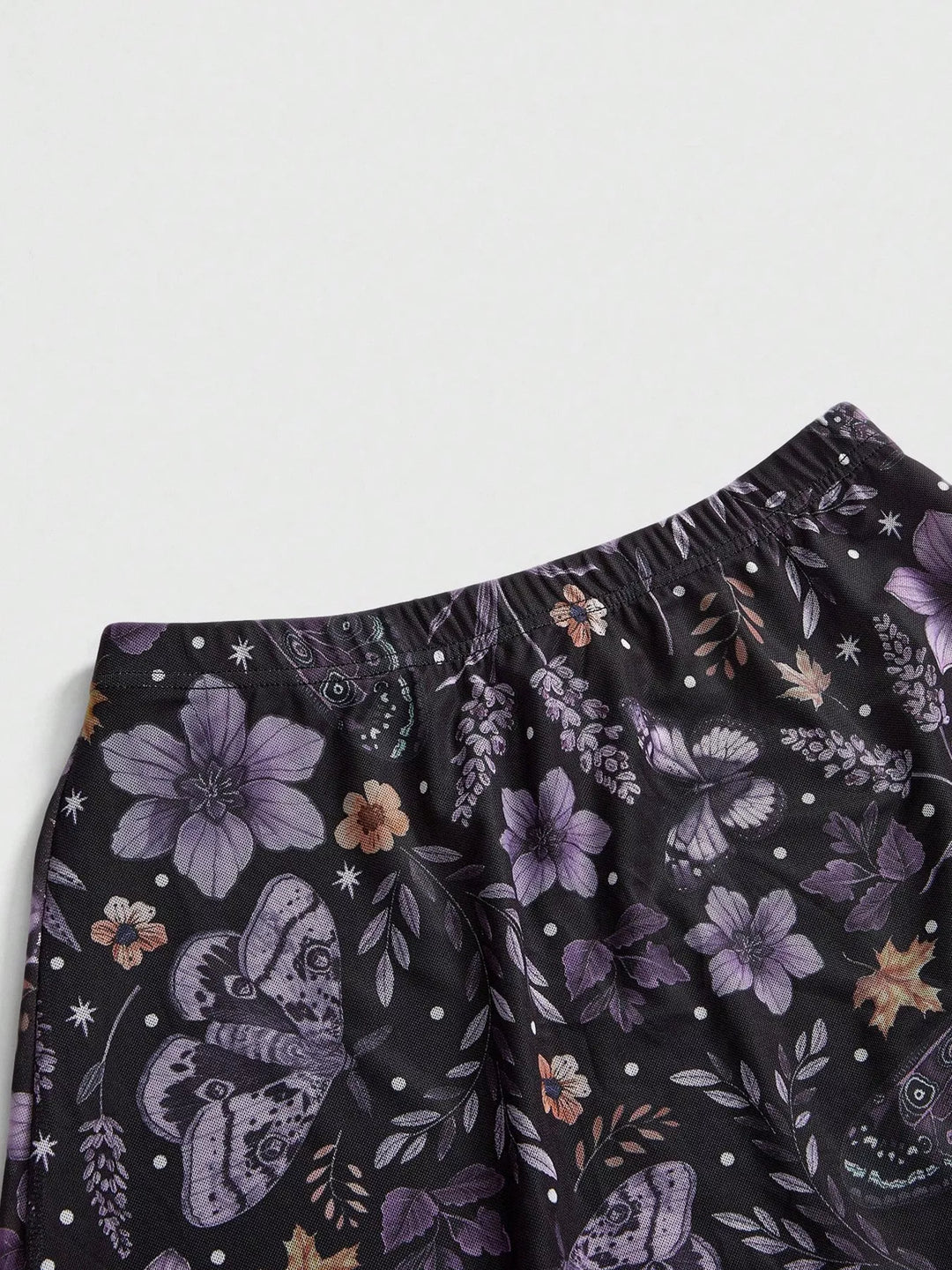 Botanical floral butterfly print midi skirt