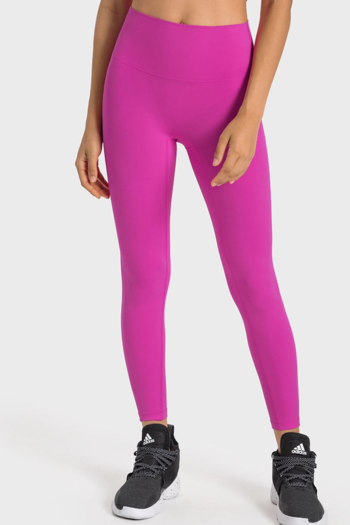 High-rise wide waistband ankle-length yoga leggings