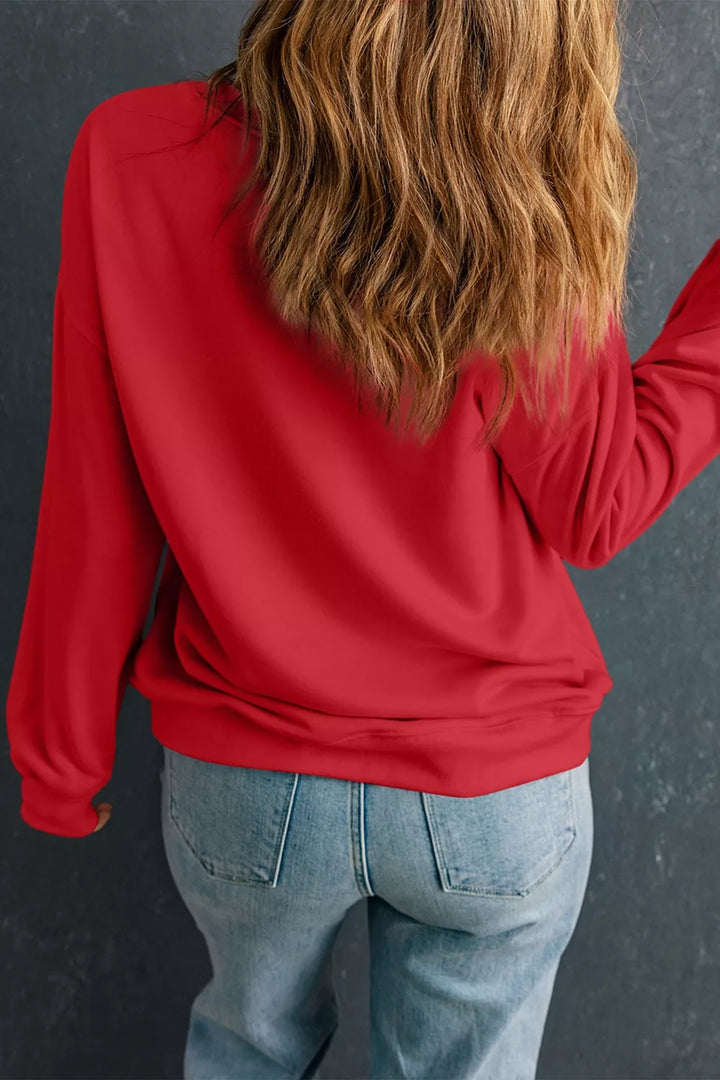 Heart embroidered graphic crewneck sweatshirt