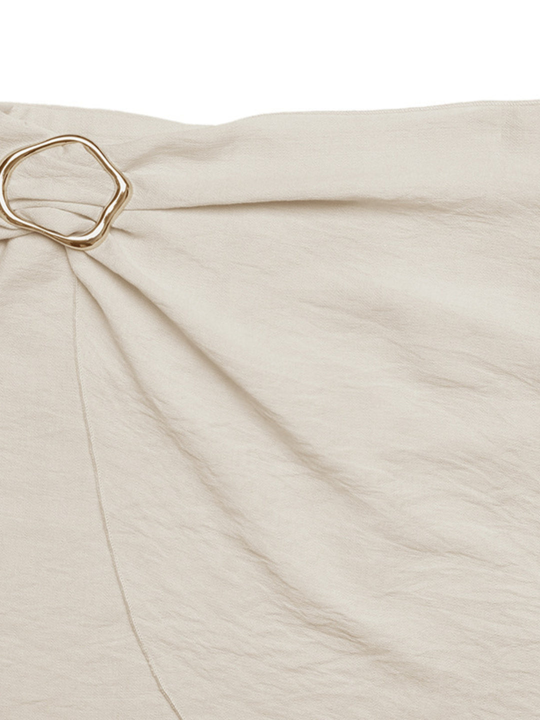 High-rise wrap mini skirt with knotted O-ring buckle