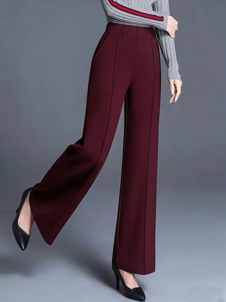 High-waisted wide-leg pintuck pants with pockets