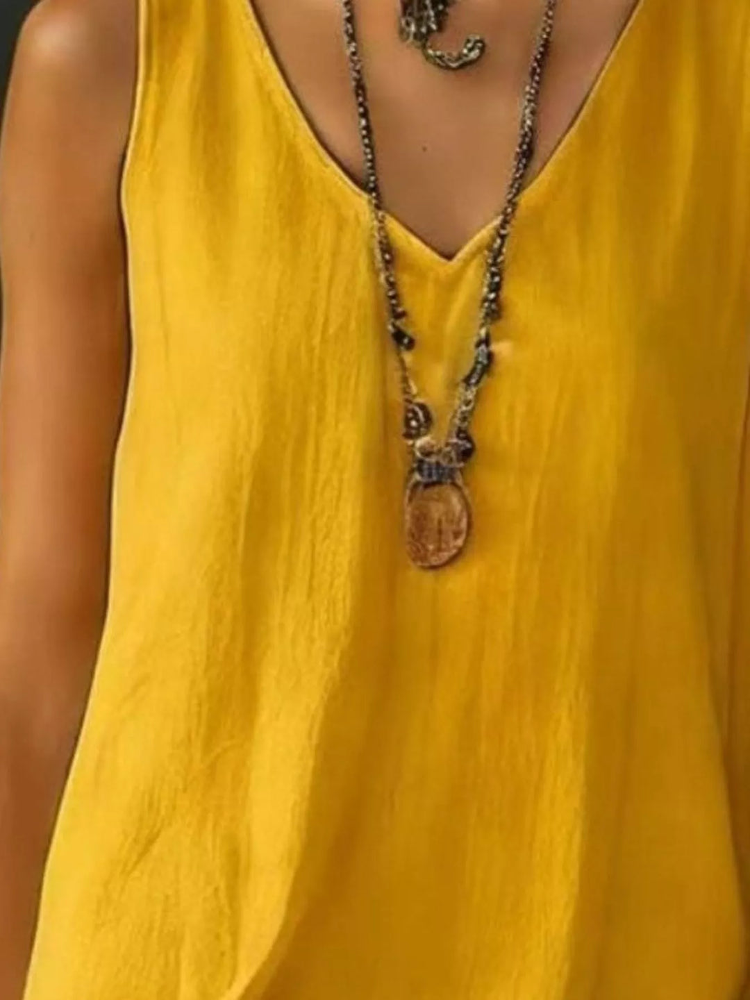Tiered ruffle hem V-neck sleeveless mini dress
