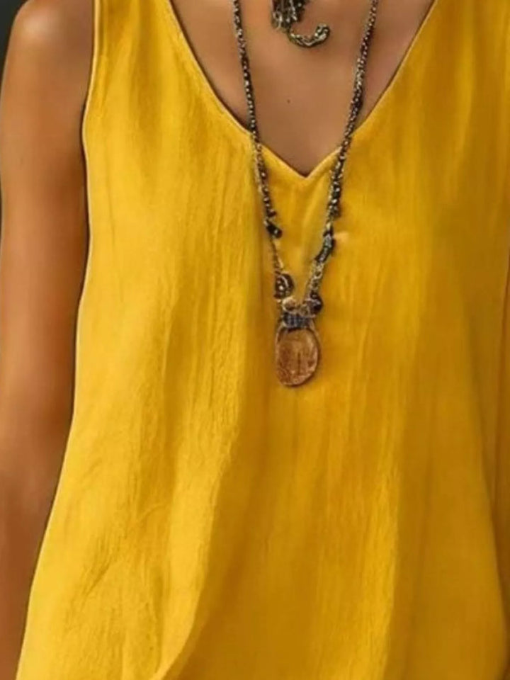Tiered ruffle hem V-neck sleeveless mini dress