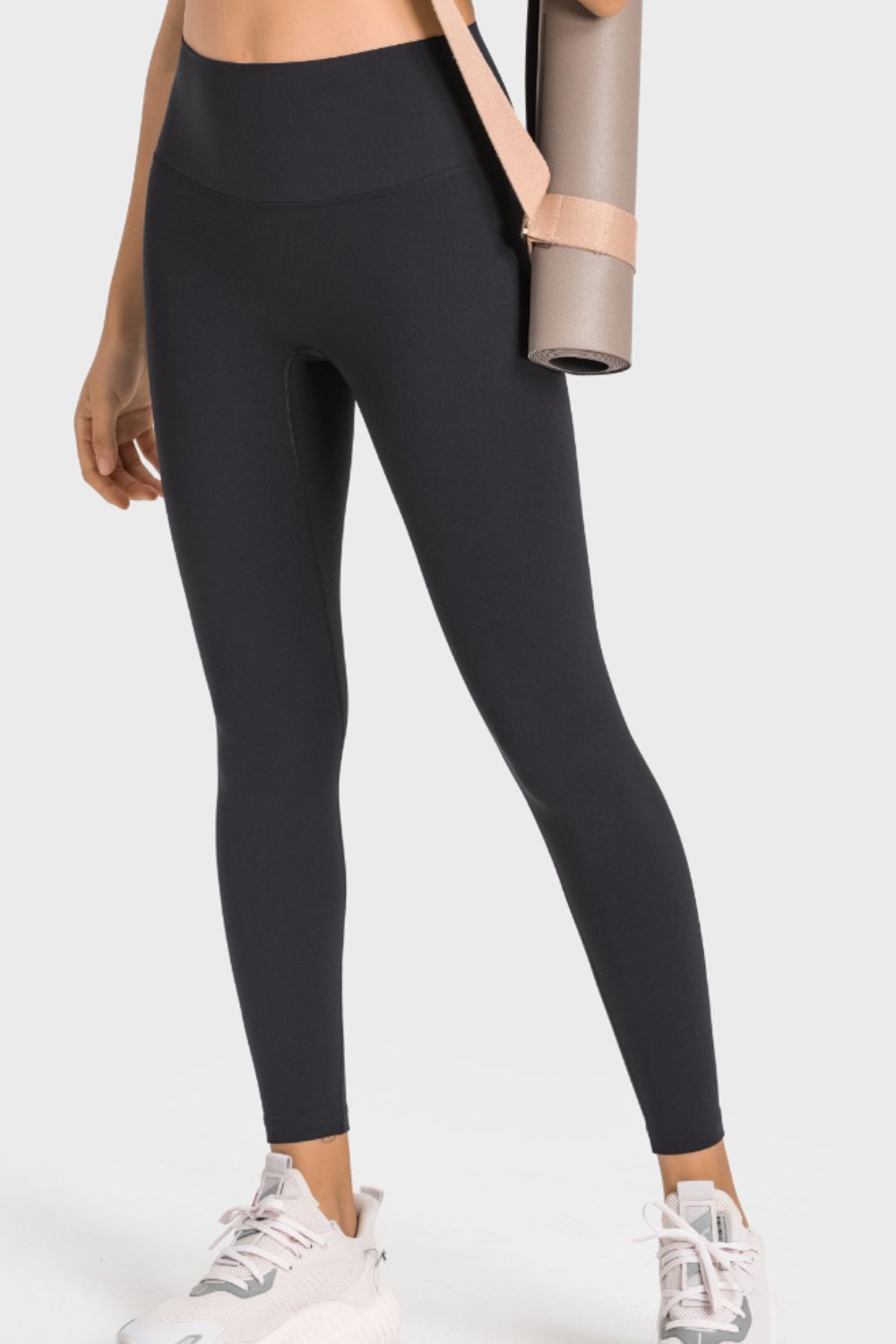 High-rise wide waistband ankle-length yoga leggings