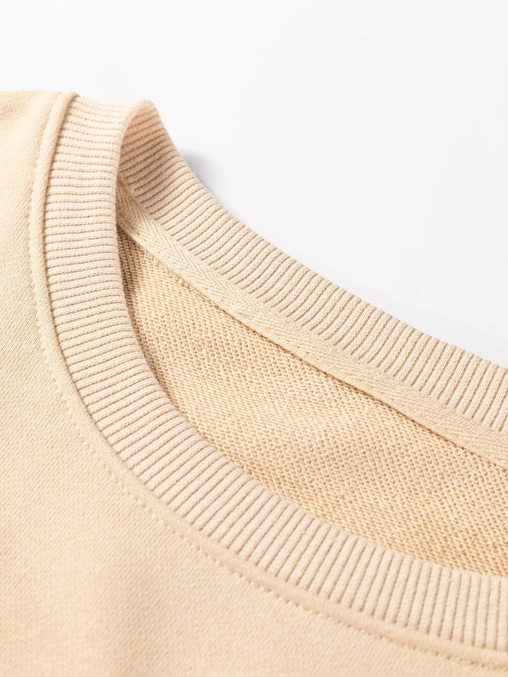 Embroidered floral drop-shoulder crew neck sweatshirt