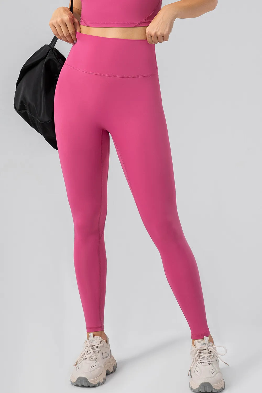 High-waist wide-waistband full-length active leggings