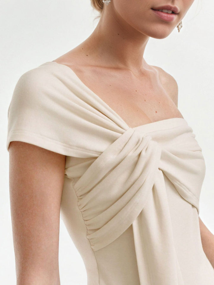 One-shoulder tie top with twist knot detail