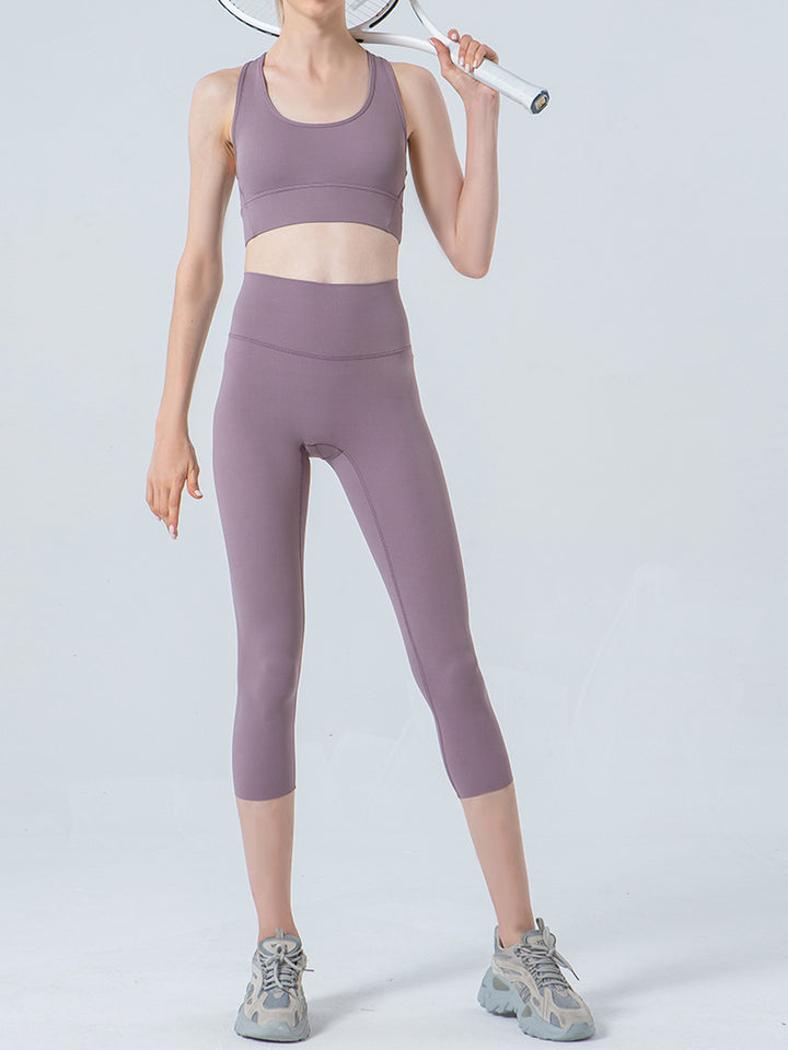 Wide waistband high-rise cropped workout leggings