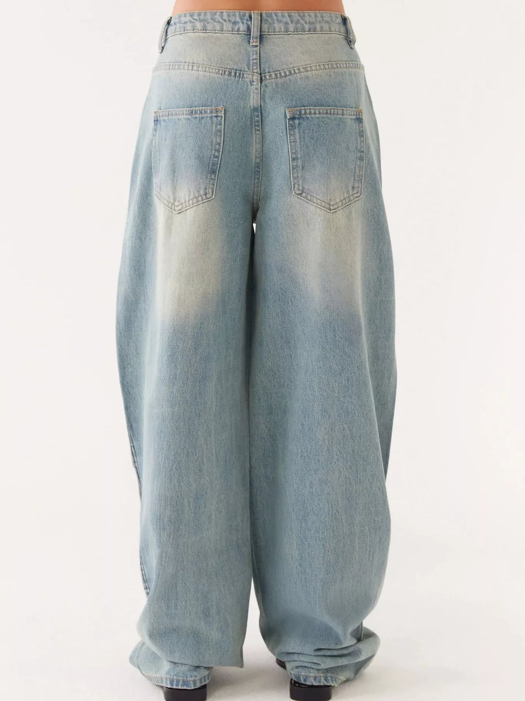 Oversized button-up denim jacket and jeans two-piece set