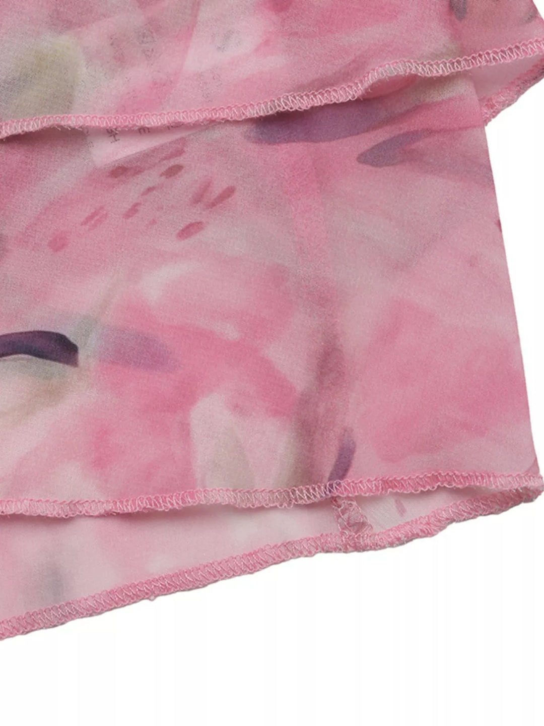 Floral halter cami with keyhole cutout and tiered ruffle hem