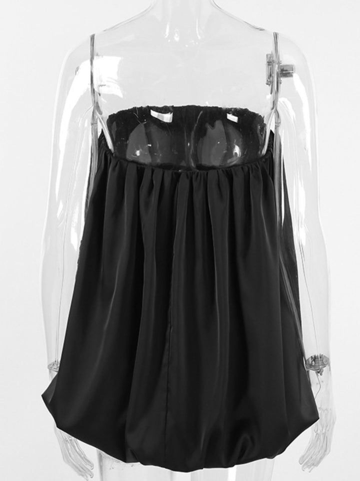 Flowy bubble hem strapless tube top