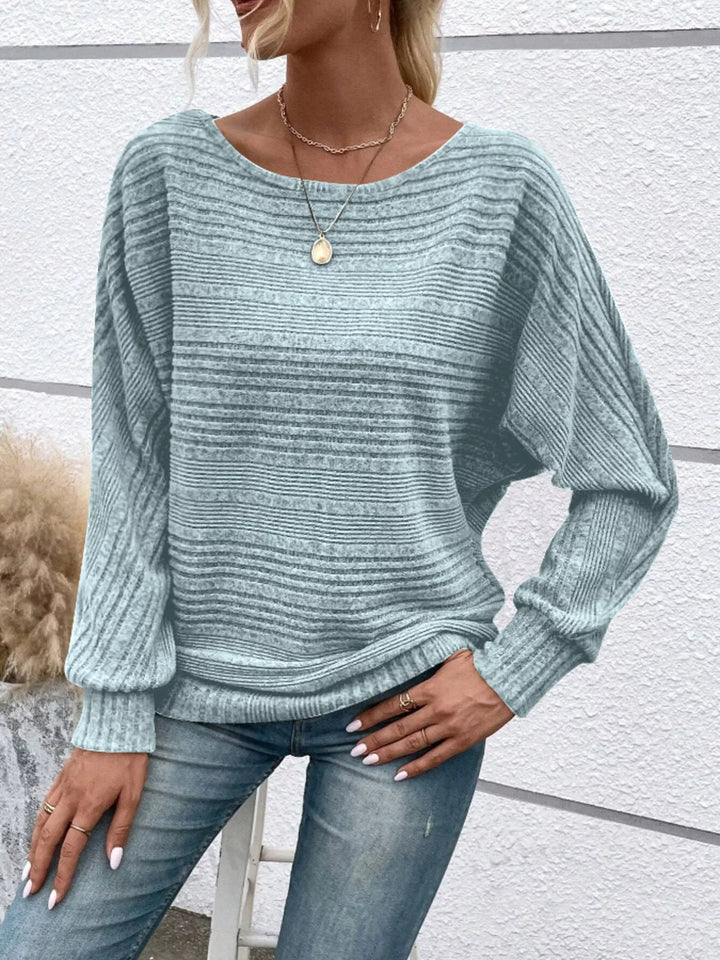 Ribbed knit long sleeve top with dolman sleeves