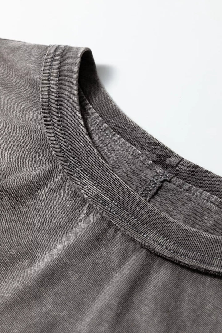 Mineral wash boxy cap sleeve cotton top