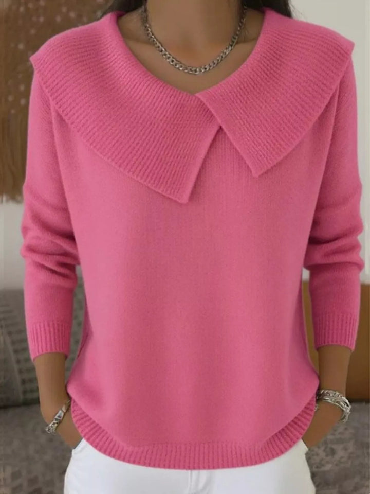 Rose Red Oversized wide-collar ribbed knit sweater