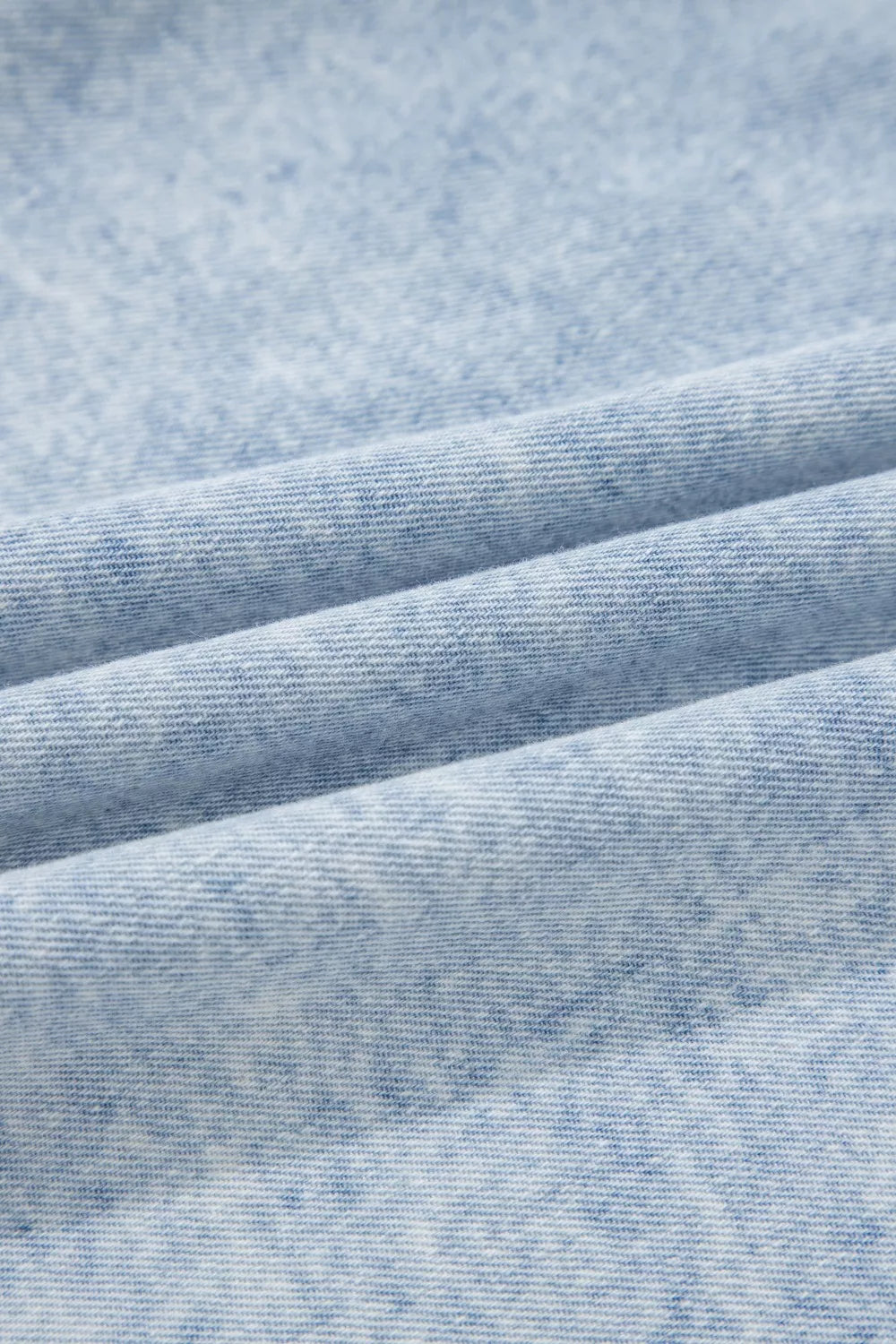 Pintuck pleated denim top with ruffle cap sleeves