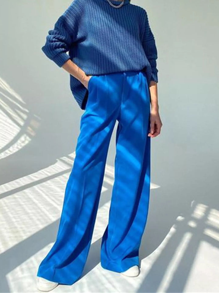 Pleated wide-leg dress pants with high-rise waist