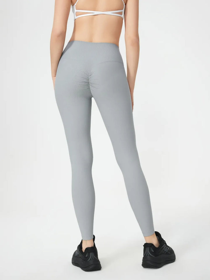 Ribbed high-waist active leggings with contoured waistband